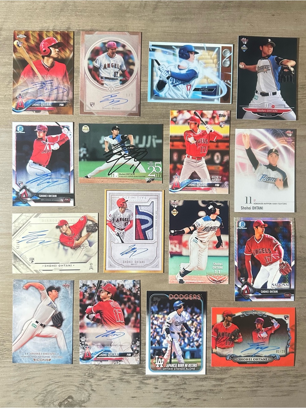 Shohei Ohtani Signed Rookie Lot of (16) Novelty Baseball Cards.